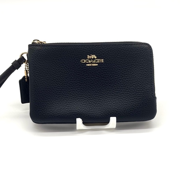 Coach Black Double Corner Zip Wristlet NWOT - Picture 1 of 6